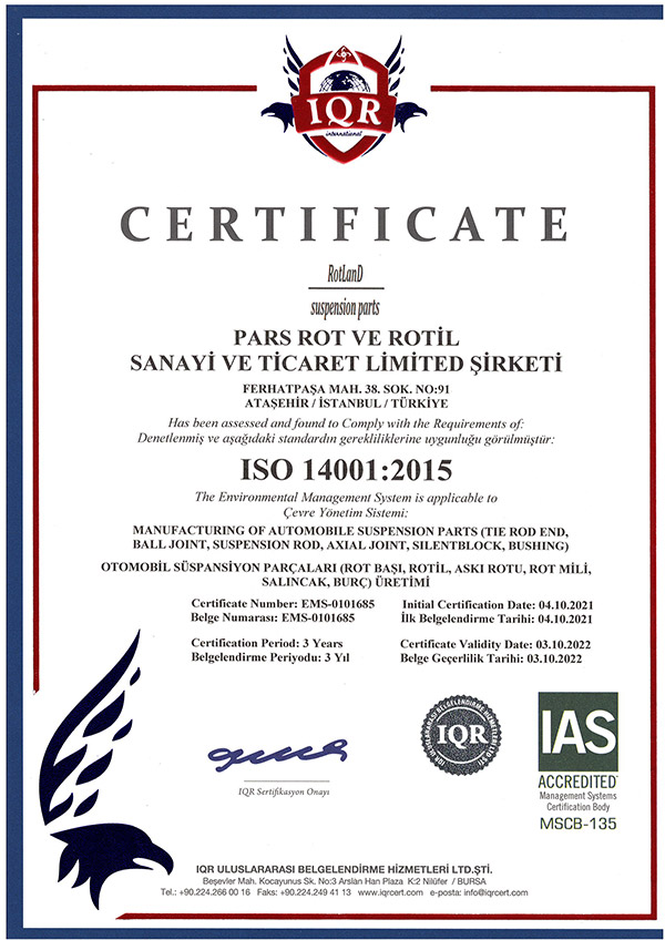 Pars Rot ve Rotil - ISO 14001
